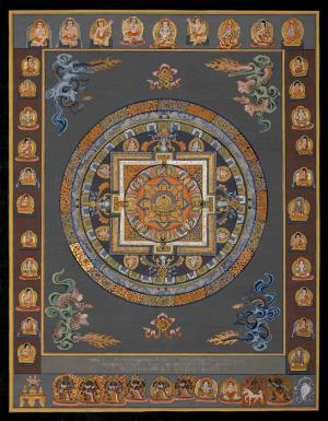 Vintage Buddha Mandala | Buddhist Art | Spiritual Art | Thangka Painting | Home Decor | Hand-Painted Tibetan Art for Yoga and Meditation